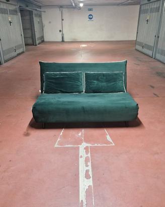 Divano letto 2 posti in velluto verde