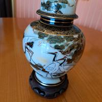 Vasetto giapponese Satsuma con cicogne