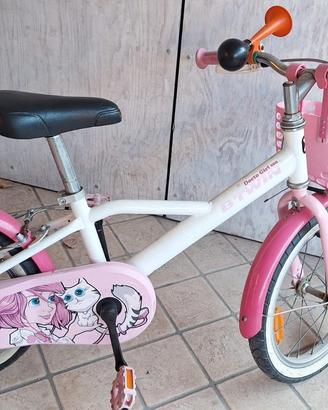 Bici bambina Btwin, ruota 16 pollici, con ruotine