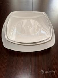 Servizio piatti quadrati bianchi 36 pezzi porcelan