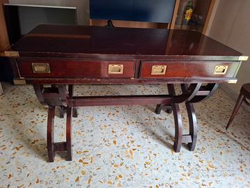 Scrivania Stile "Vecchia Marina" Mogano e Ottone
