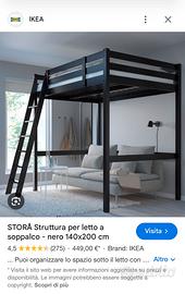 STORÅ Struttura per letto a soppalco, nero
