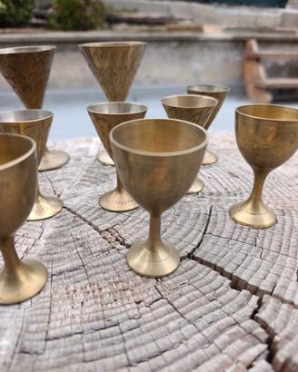 Set 12 mini calici etnici vintage in ottone