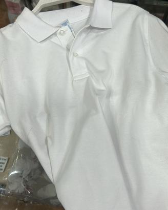 Polo Scuola Bianca Unisex Cotone Manica Corta Coll