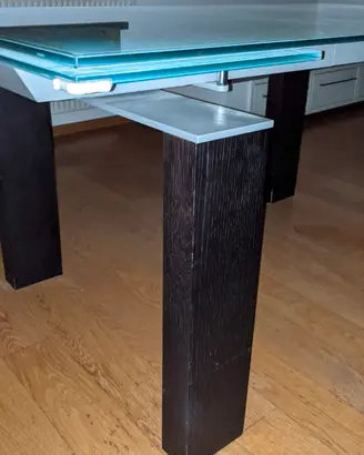 Tavolo in vetro e legno 160 x 90 allungabile