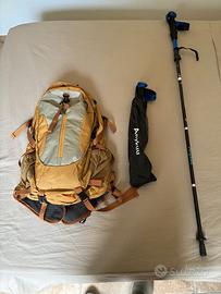 zaino trekking 40 l e bastoncini
