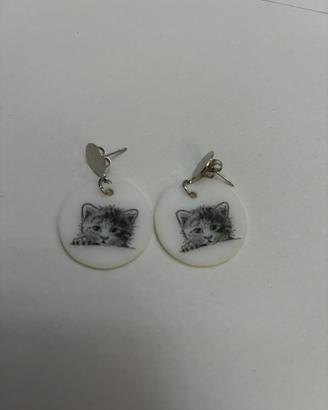 orecchini artigianali gattino