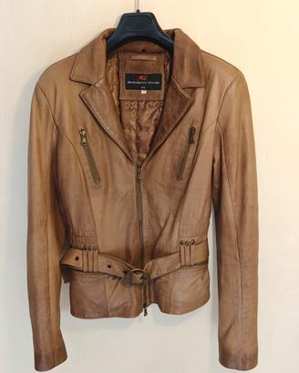 Giacca donna vintage stile biker in vera pelle
