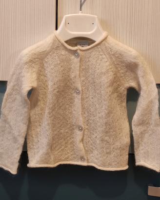 Cardigan Petit Bateau 18 mesi panna in mohair