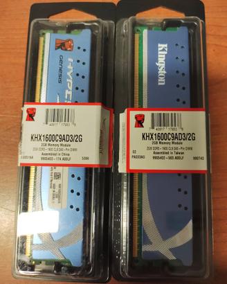 Mamoria ram DDR3 Kingston HyperX KHX1600C9ADR/2G