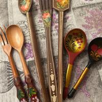 Mestoli e cucchiai in legno vintage