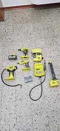 5 utensili ryobi 18v+1 batteria 5ah+caricatore
