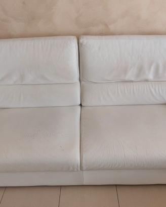 Divano Letto 3 Posti in Vera Pelle Bianco