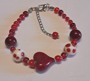 Bracciale Cuore e perle in vetro di Murano