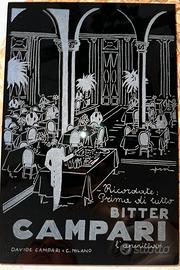 Campari decorazione, piastrella incisa a mano
