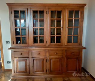 CREDENZA GRANDE CON ANTE IN LEGNO E VETRO