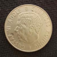 MONETA Argento Svezia 1 krona, Re Gustavo VI Adolf