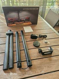 Lampada LED Scrivania Doppia Testa con Morsetto