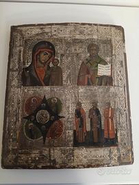 Antica ICONA ORTODOSSA Quadripartita