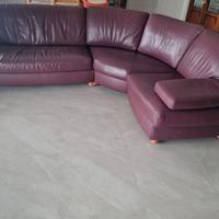 Divano in pelle di prima scelta angolare bordeaux