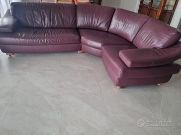 Divano in pelle di prima scelta angolare bordeaux