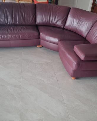 Divano in pelle di prima scelta angolare bordeaux