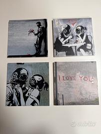 Set mini quadretti artistici stile Bansky love