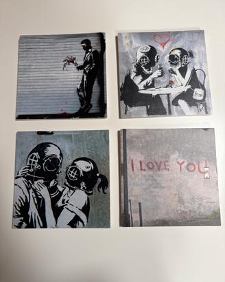 Set mini quadretti artistici stile Bansky love