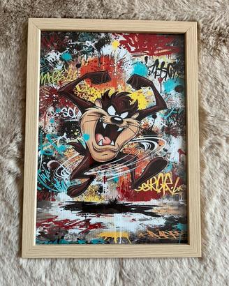 Quadro Taz (Tazmania) Pop Art 21x30 con cornice