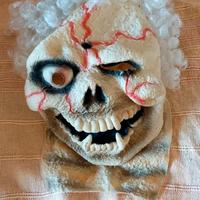 Maschera Horror Teschio con Capelli Bianchi