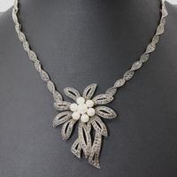 Stupenda collana Art Deco argento perle marcasite