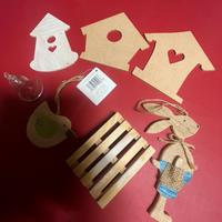 Set 7 decoraz pasquali: coniglio casette uccellino