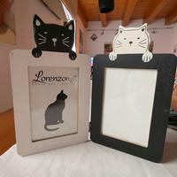 Portafoto doppio in legno con gatti