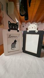 Portafoto doppio in legno con gatti