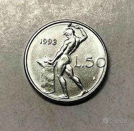 50 Lire piccola 1993 con errore di conio