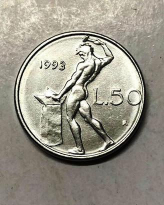 50 Lire piccola 1993 con errore di conio
