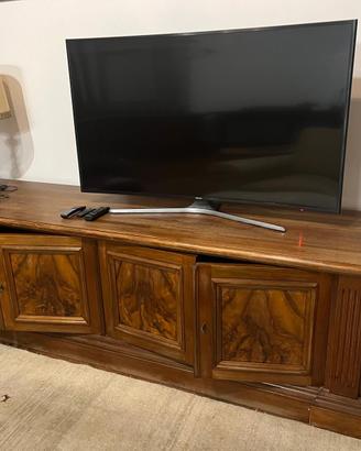 Mobile basso / Porta TV in noce e radica a 4 ante