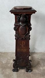 Porta fiori - Porta busto in noce intarsiato