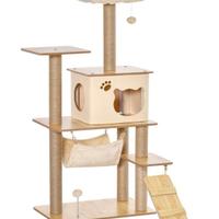 PawHut Albero Tiragraffi Multilivello con Casetta,