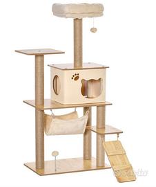 PawHut Albero Tiragraffi Multilivello con Casetta,