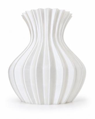 Vaso bianco traslucido moderno design ondulato