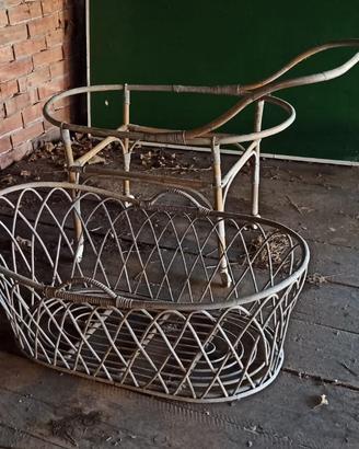 Culla in vimini/rattan anni '40