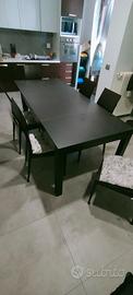 Tavolo allungabile con sei sedie rovere moro