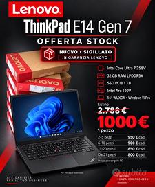Lenovo ThinkPad E14 Gen 7 Ultra 7 32GB 1TB NUOVO