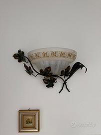 2 Applique Cruccolini “Bacco” ferro battuto e vetr