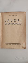 Libro LAVORI DI UN RAGAZZO 1950 legno radio carta