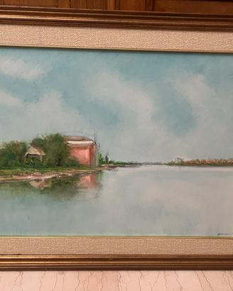 Dipinto Venezia laguna aldo Bergamini 50x70 cm