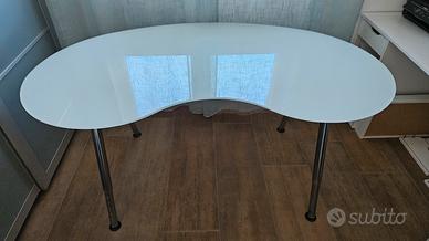 Scrivania IKEA Galant in vetro satinato bianco 