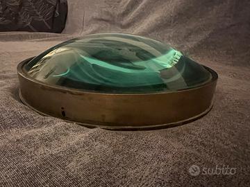 RARA Lente Condensatore Gigante Vintage in Ottone