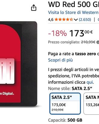 Western Digital WD RED 500GB NAS SSD 2.5 Inch SATA